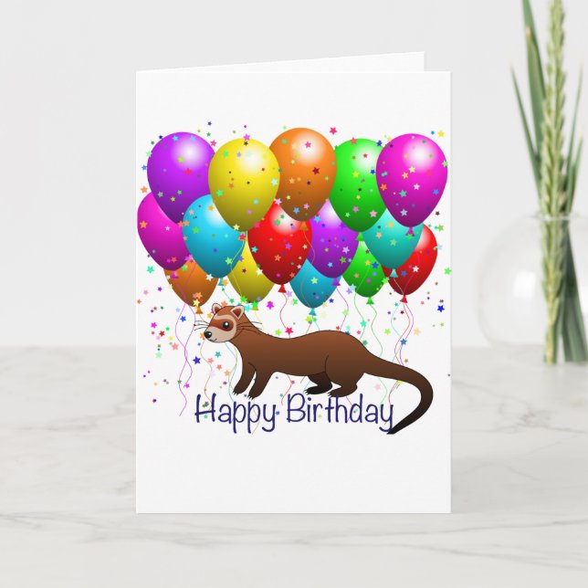 Happy Birthday Ferret Card (Front)