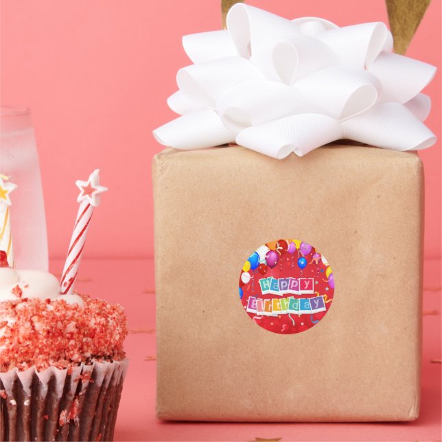 Happy Birthday, Festive and Fun, Classic Round Sticker (Party)