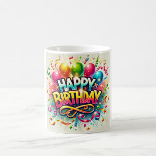 Happy Birthday Festive Balloon Celebration Coffee Mug