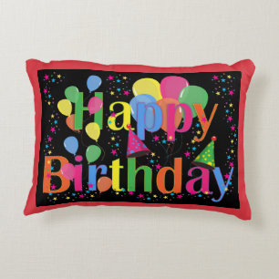 Happy Birthday, festive birthday celebration Decorative Cushion