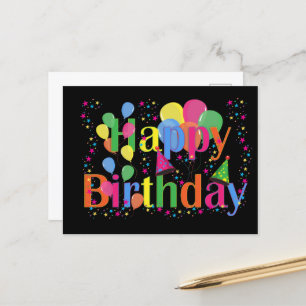 Happy Birthday, festive birthday celebration, Holiday Postcard