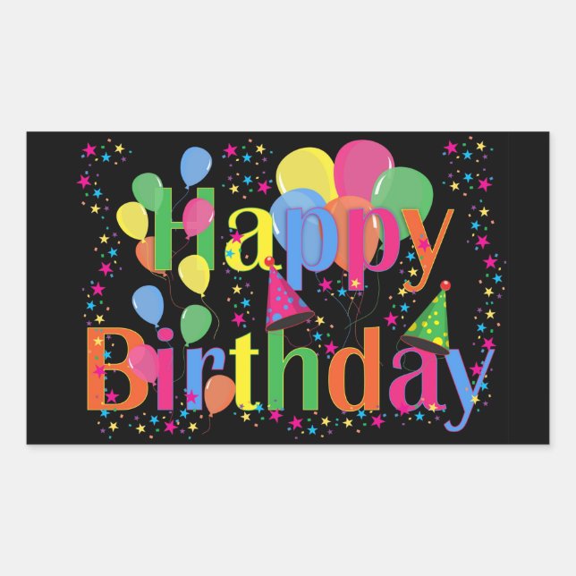 Happy Birthday, festive birthday celebration Rectangular Sticker (Front)
