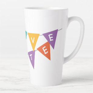 "Happy Birthday" Festive Colorful Banner Tall Cera Latte Mug