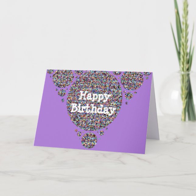 Happy Birthday Festive Colourful Glitter Confetti Card (Front)