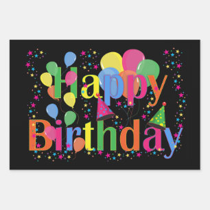 Happy Birthday, festive greetings, Wrapping Paper Sheet