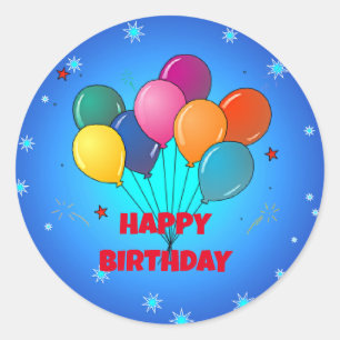 Happy Birthday! Festive starry sky, Classic Round Sticker