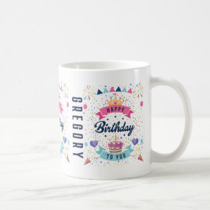 Happy Birthday Festiver Graphic Custom Name Coffee Mug