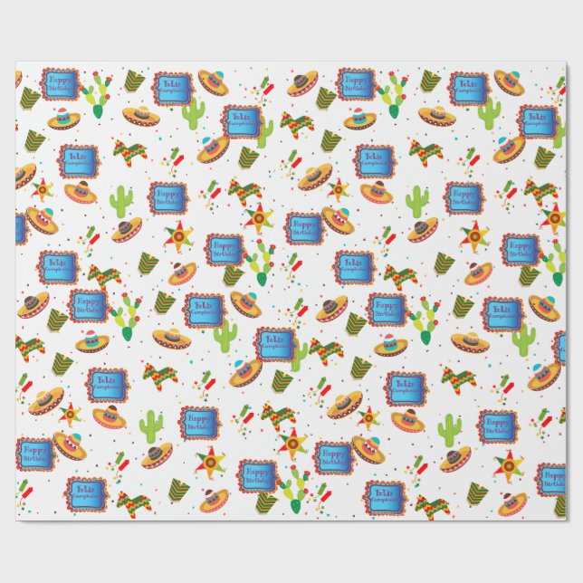 Happy Birthday Fiesta Wrapping paper (Flat)