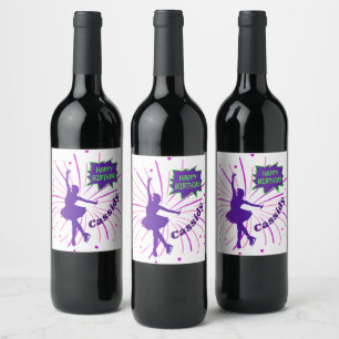 Happy Birthday Figure Skating Personalised  Wine Label