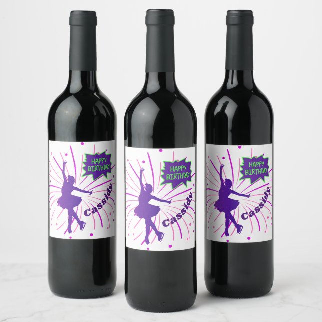 Happy Birthday Figure Skating Personalised  Wine Label (Bottles)