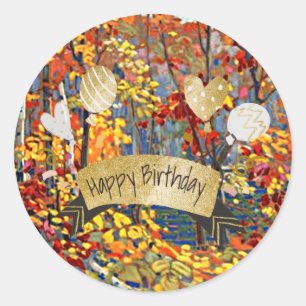 Happy Birthday, fine art painting, Classic Round Sticker