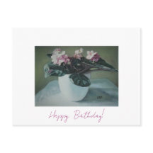 Happy Birthday fine art vintage pink flowers Card