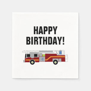 Happy Birthday Firetruck Emergency Vehicle Napkins