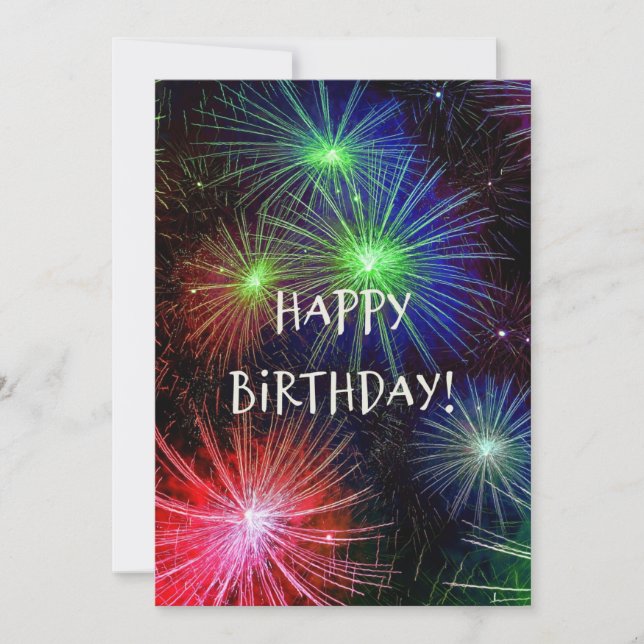 Happy Birthday, Fireworks Celebration Card (Front)