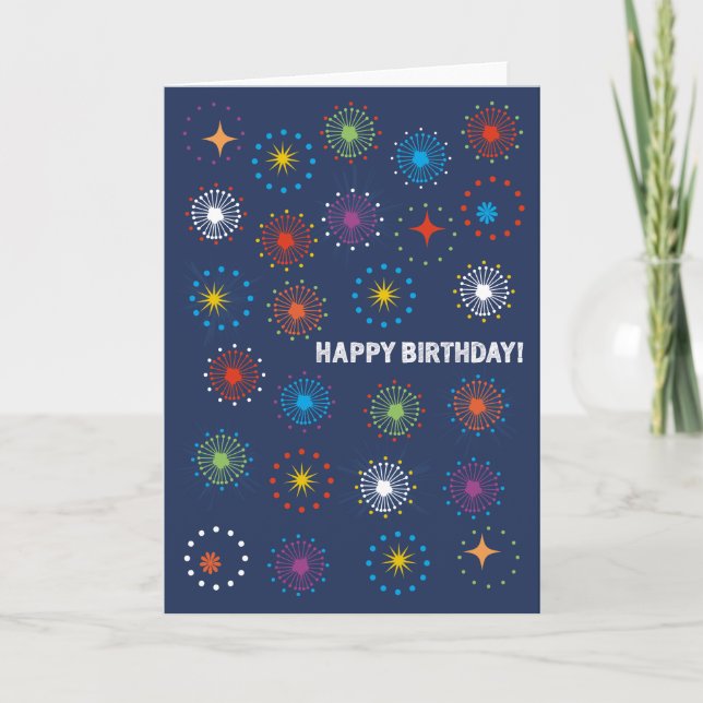 Happy Birthday Fireworks Greeting Card (Front)
