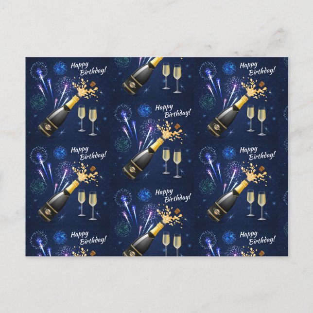 Happy Birthday Fireworks Postcard (Front)