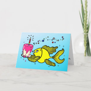 Happy Birthday Fish - funny cartoon Greeting Card