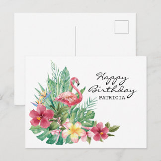 Happy Birthday Flamingo Postcard