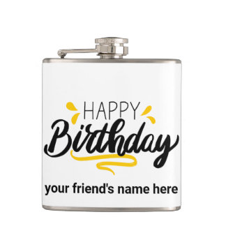 Happy Birthday Flask Custom Name Gift
