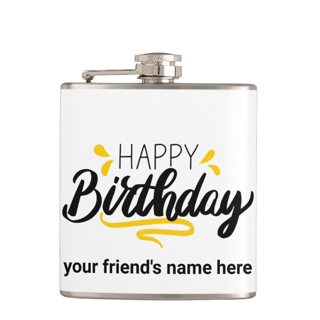 Happy Birthday Flask Custom Name Gift (Front)