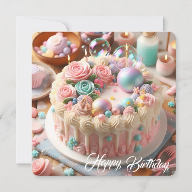 Happy Birthday Flat Card for Little Princesses (Front)