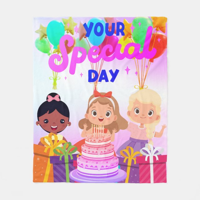 Happy Birthday Fleece Blanket (Front)