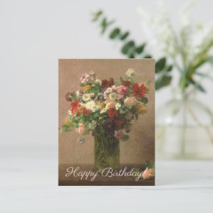 Happy Birthday - Floral Bouquet   French Fine Art Postcard
