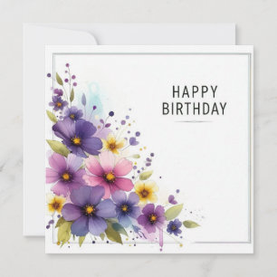 happy birthday floral card 