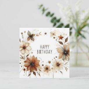 happy birthday floral card