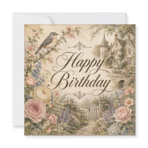 happy birthday floral card 
