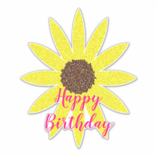 Happy Birthday Floral Flower Yellow Sunflower Pink