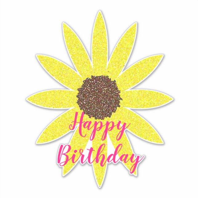 Happy Birthday Floral Flower Yellow Sunflower Pink (Front)