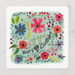 Happy Birthday Floral Flowers Greeting card