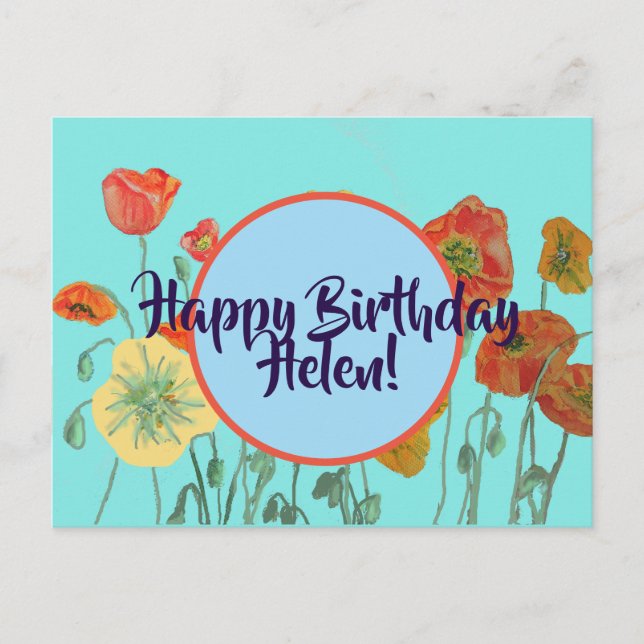 Happy Birthday floral ladies Name Postcard Card (Front)