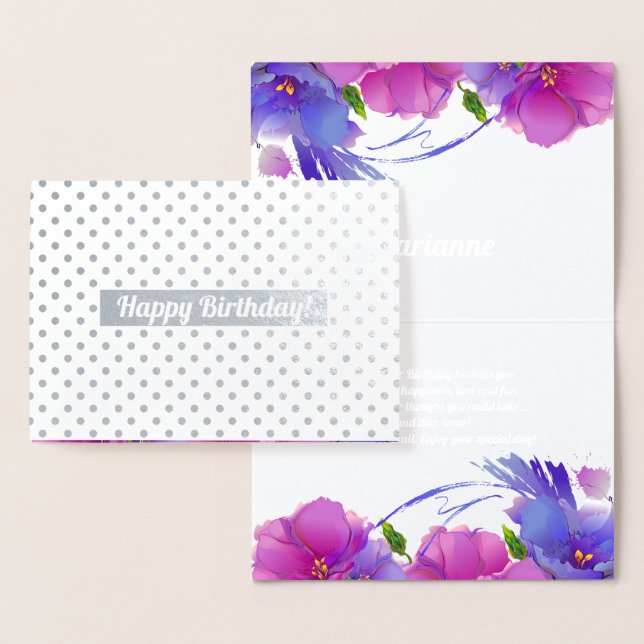 Happy Birthday. Floral Luxury  Foil Card (Display)