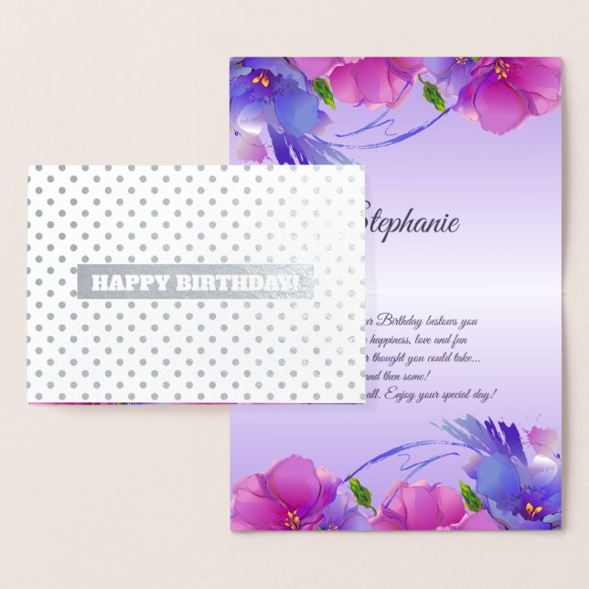Happy Birthday. Floral Luxury  Foil Card (Display)