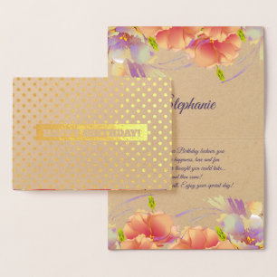 Happy Birthday. Floral Luxury Real Foil Cards