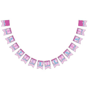 Happy Birthday Floral Pink Purple Polka Dots Party Bunting