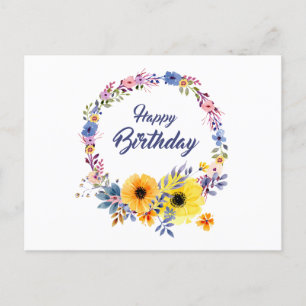 Happy Birthday Floral Postcard