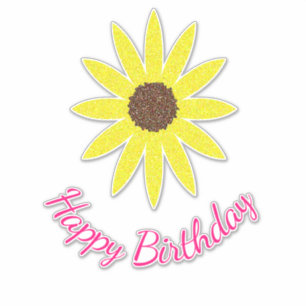Happy Birthday Floral Sunflower Flower Yellow Pink