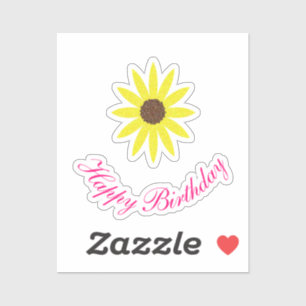 Happy Birthday Floral Sunflower Pink Yellow 2024