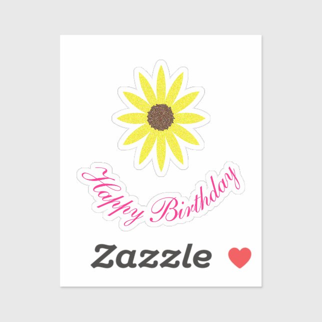 Happy Birthday Floral Sunflower Pink Yellow 2024 (Sheet)