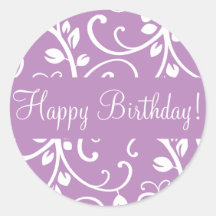 Happy Birthday Floral Vine Envelope Sticker Seal