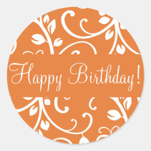 Happy Birthday Floral Vine Envelope Sticker Seal