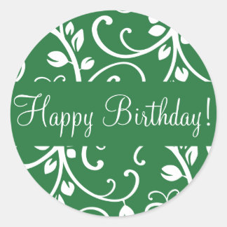 Happy Birthday Floral Vine Envelope Sticker Seal