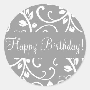 Happy Birthday Floral Vine Envelope Sticker Seal