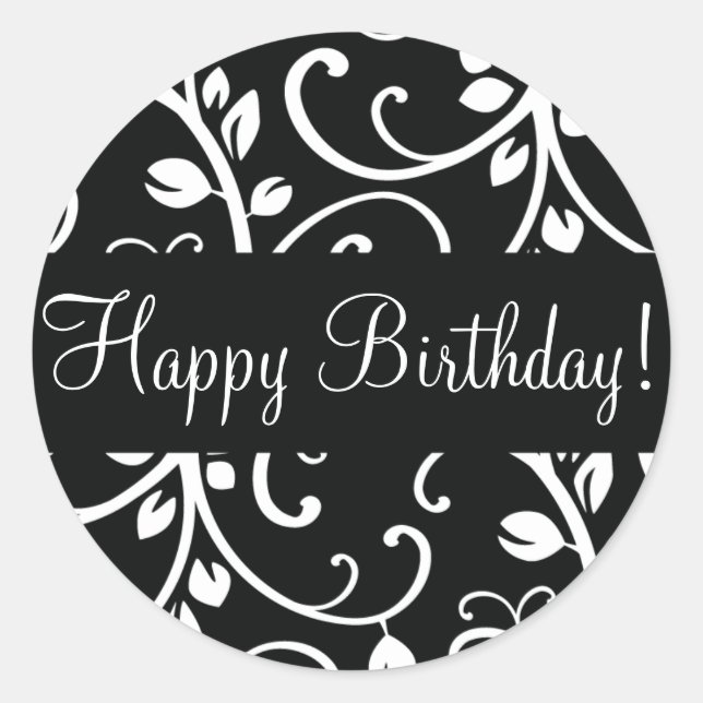 Happy Birthday Floral Vine Envelope Sticker Seal (Front)