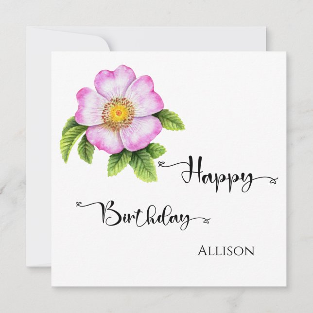 Happy Birthday Floral Watercolor Card (Front)