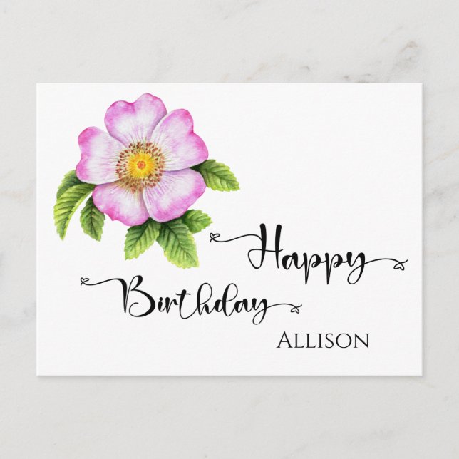 Happy Birthday Floral Watercolor  Postcard (Front)
