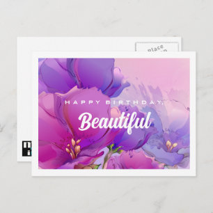 Happy Birthday. Floral Watercolor Postcards